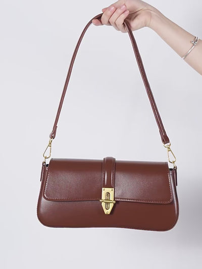 Genuine Leather Crossbody Bag - Stylish Underarm Tote and Baguette Shoulder Bag