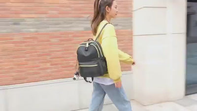 Waterproof Black Nylon Backpack for Women - Lightweight Cloth Backpack