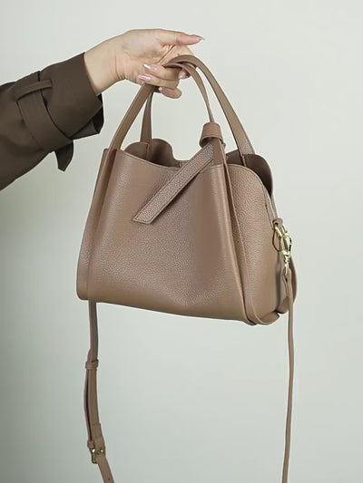 Genuine Leather Crossbody Bag - Stylish Tote and Shoulder Bucket Bag