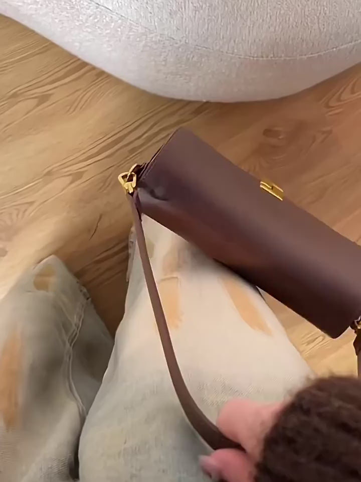 Genuine Leather Messenger Bag - Stylish Shoulder Underarm Crossbody Bag