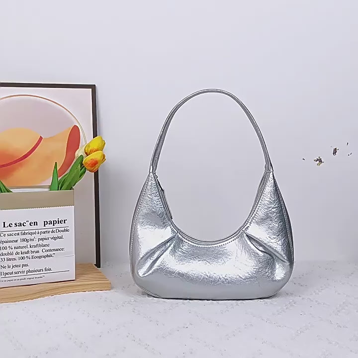 Vegan Leather Shoulder Bag - Selenodont Underarm Tote Bag