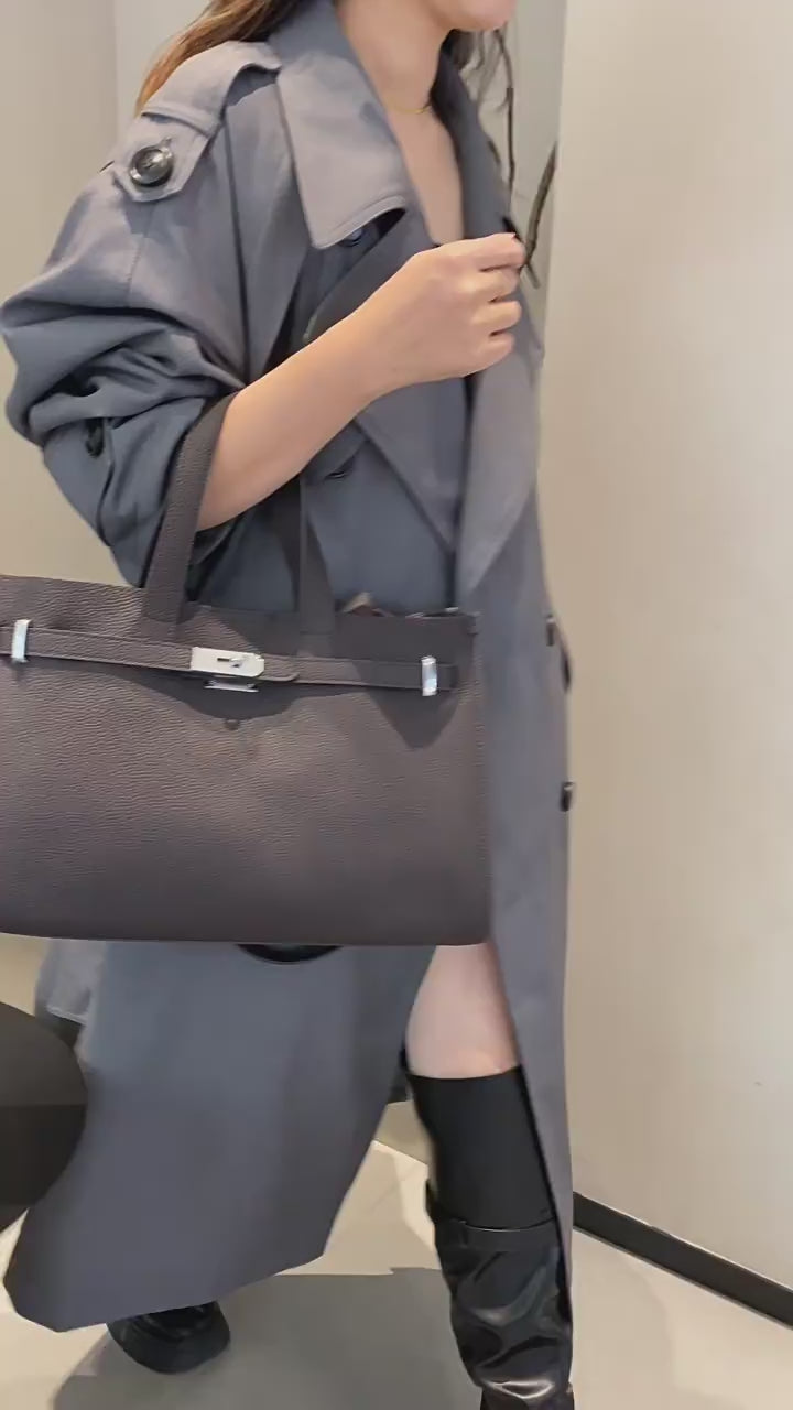 Genuine Leather Crossbody Bag with Locker Design and Large Capacity