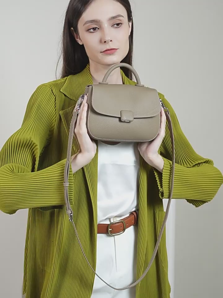 Genuine Leather Tote Bag - Women’s Crossbody & Tote Bag Combination
