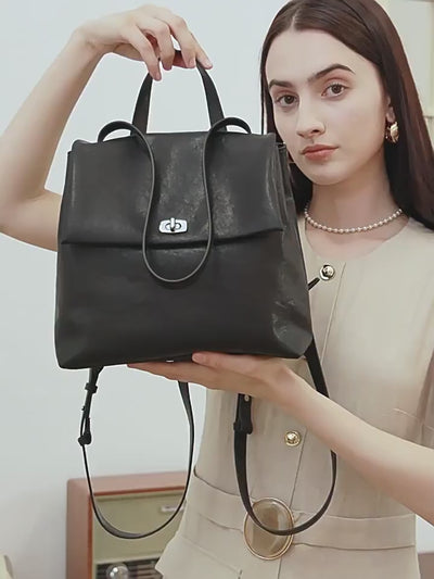 Genuine Leather Women's Backpack - Large Capacity Design for Everyday Use