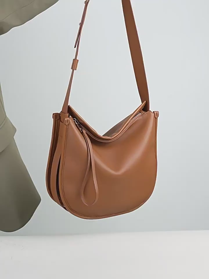 Genuine Leather Tote Bag - Cowhide Crossbody Shoulder Bag