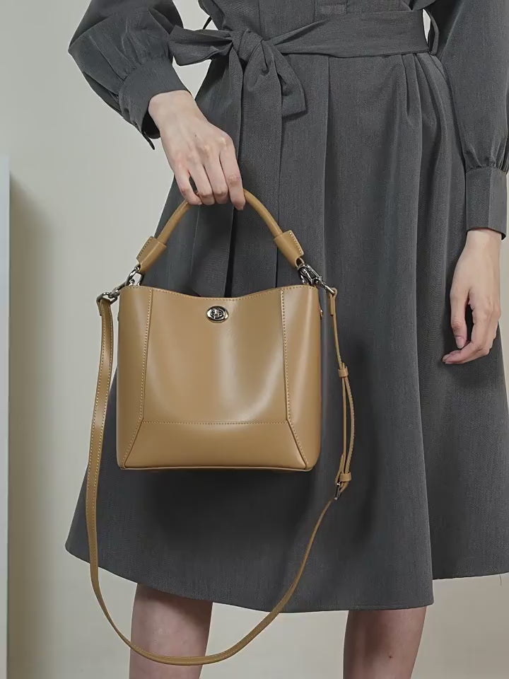 genuine leather women's tote bag- Versatile Shoulder & Crossbody Style
