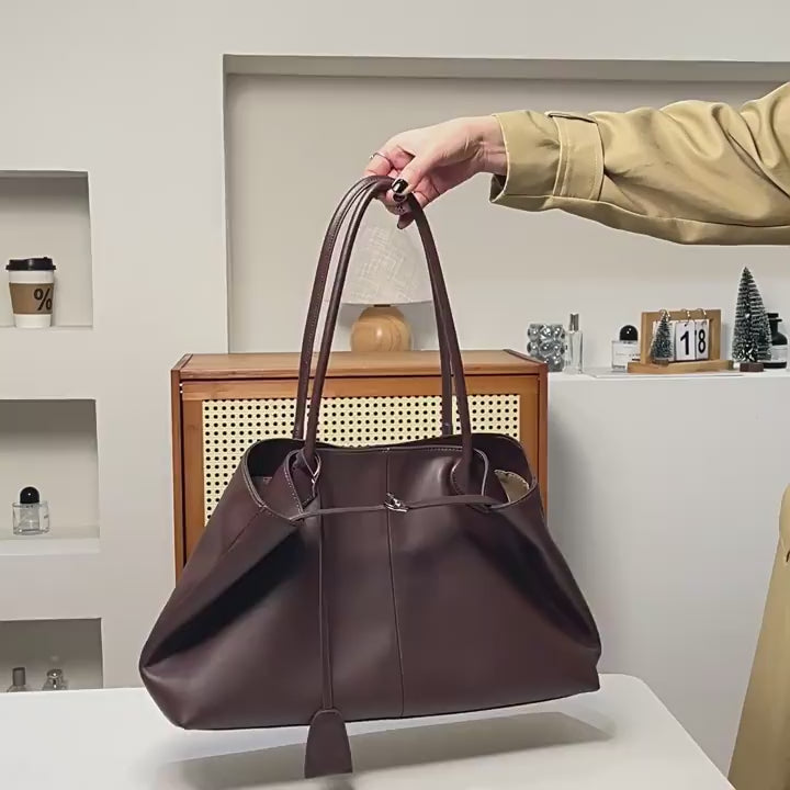 Genuine Leather Crossbody Handbag - Large Capacity Shoulder Bag