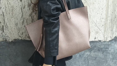 Vegan Leather Shoulder Bag with Large Capacity